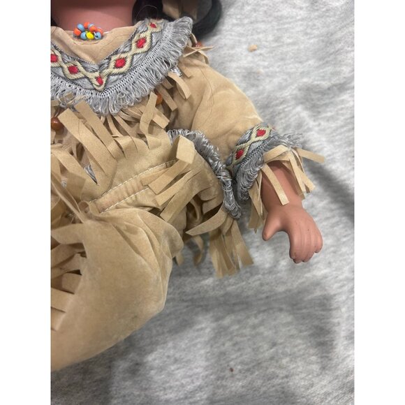 Cathy Collection Native American Porcelain Doll Black Hair Brown Dress - Picture 5 of 9